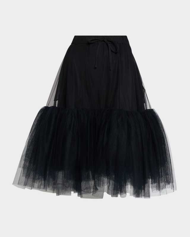 Ruffle Tulle Midi Tutu Skirt